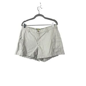 VTG 90s Y2K Womens Khaki Shorts 11 Mid-Rise Cargo Utility Pockets Preppy Summer